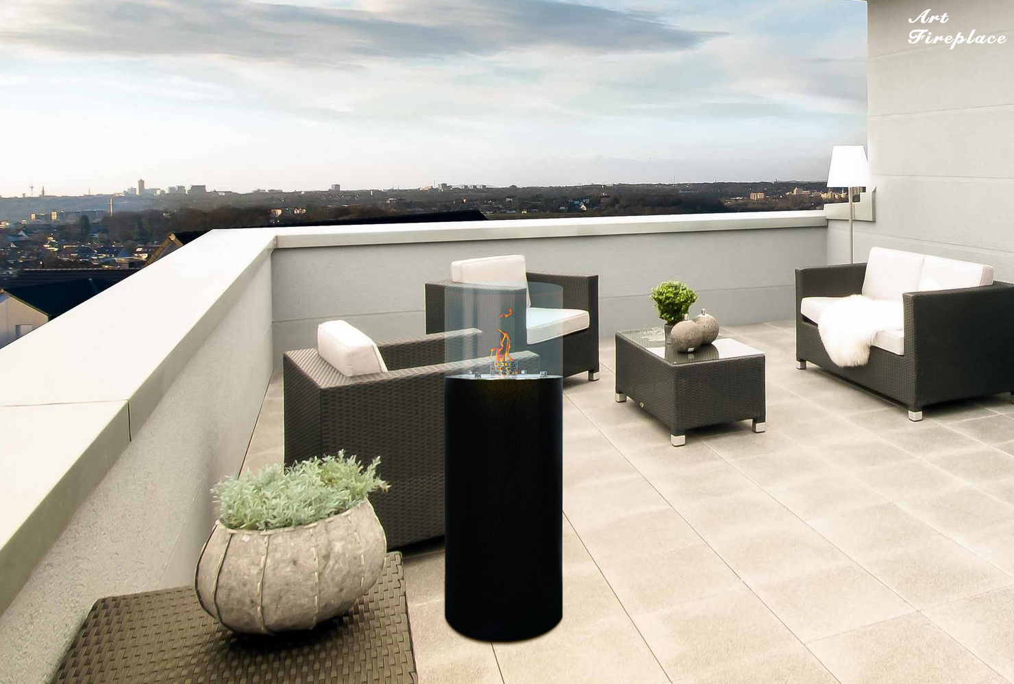 Real Flame Bio Ethanol Burners Insert indoor fireplace tall Round Fireplace Indoor and Outdoor Use-Art-fire