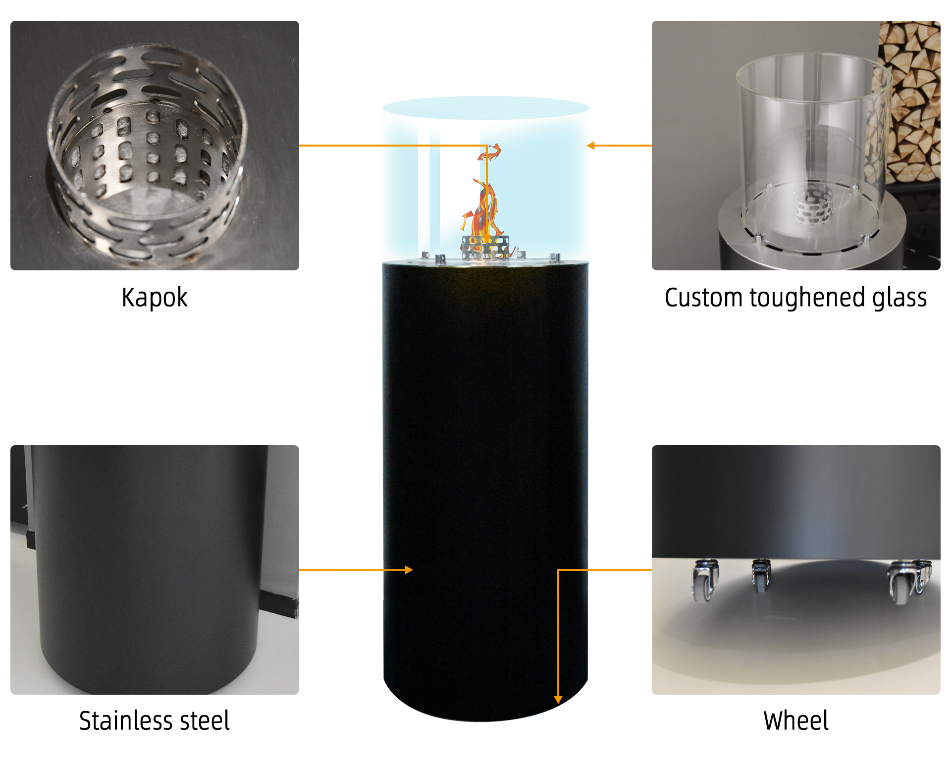 Real Flame Bio Ethanol Burners Insert indoor fireplace tall Round Fireplace Indoor and Outdoor Use-Art-fire