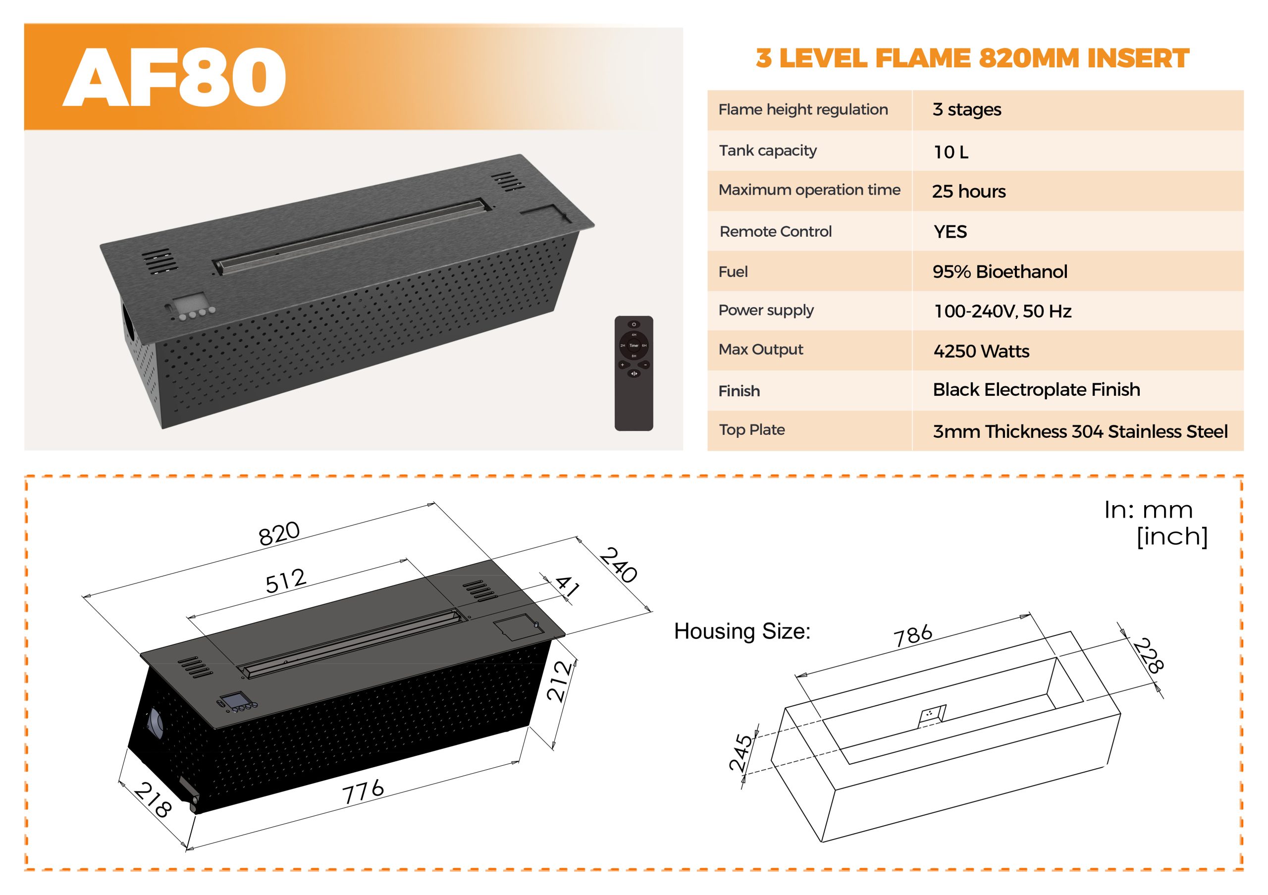 Flame Adjustable Ethanol Fire AF80-Art-fire