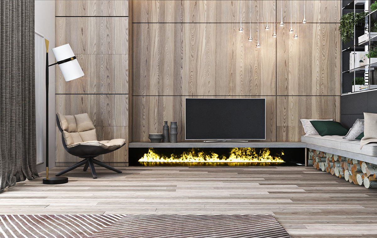 Modern Interior Designs Trendy With 3D Electric Water Vapor Fireplaces-Art-fire