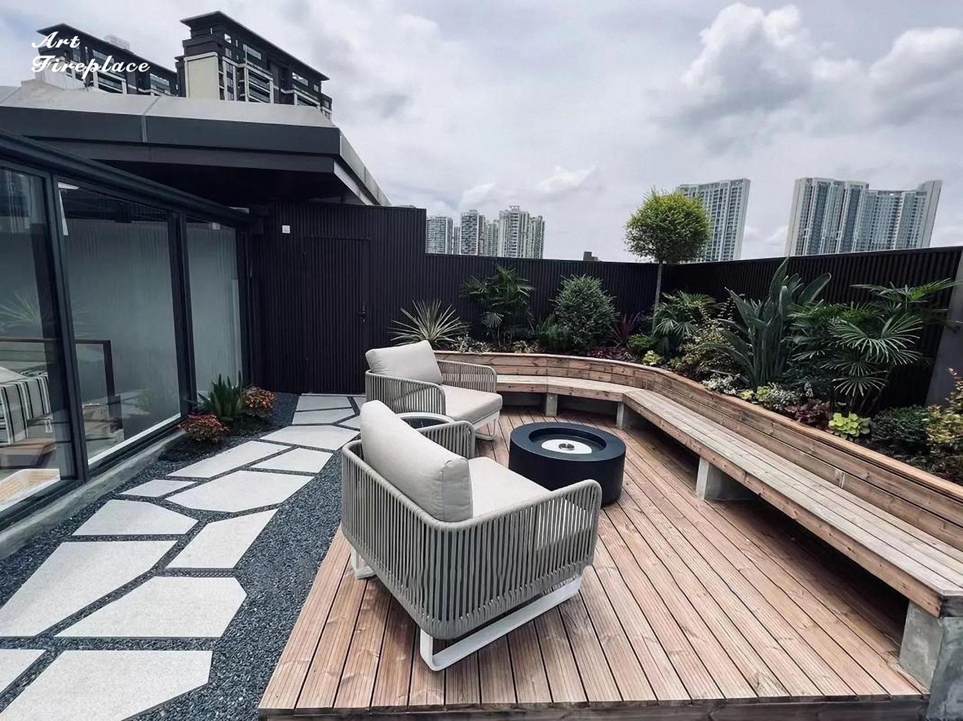 Outdoor Manual Ethanol Fireplace-Art-fire