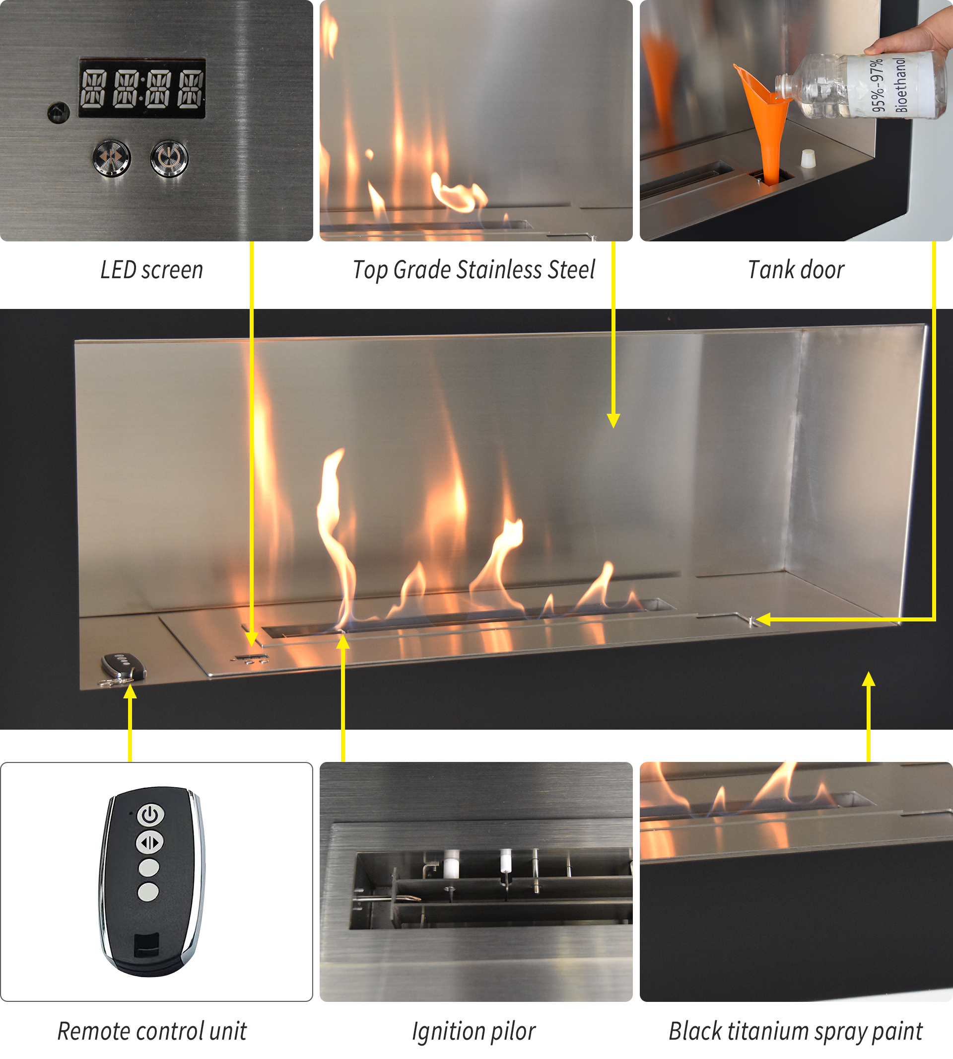 Wall Mounted Ethanol Fireplace AH66-Art-fire