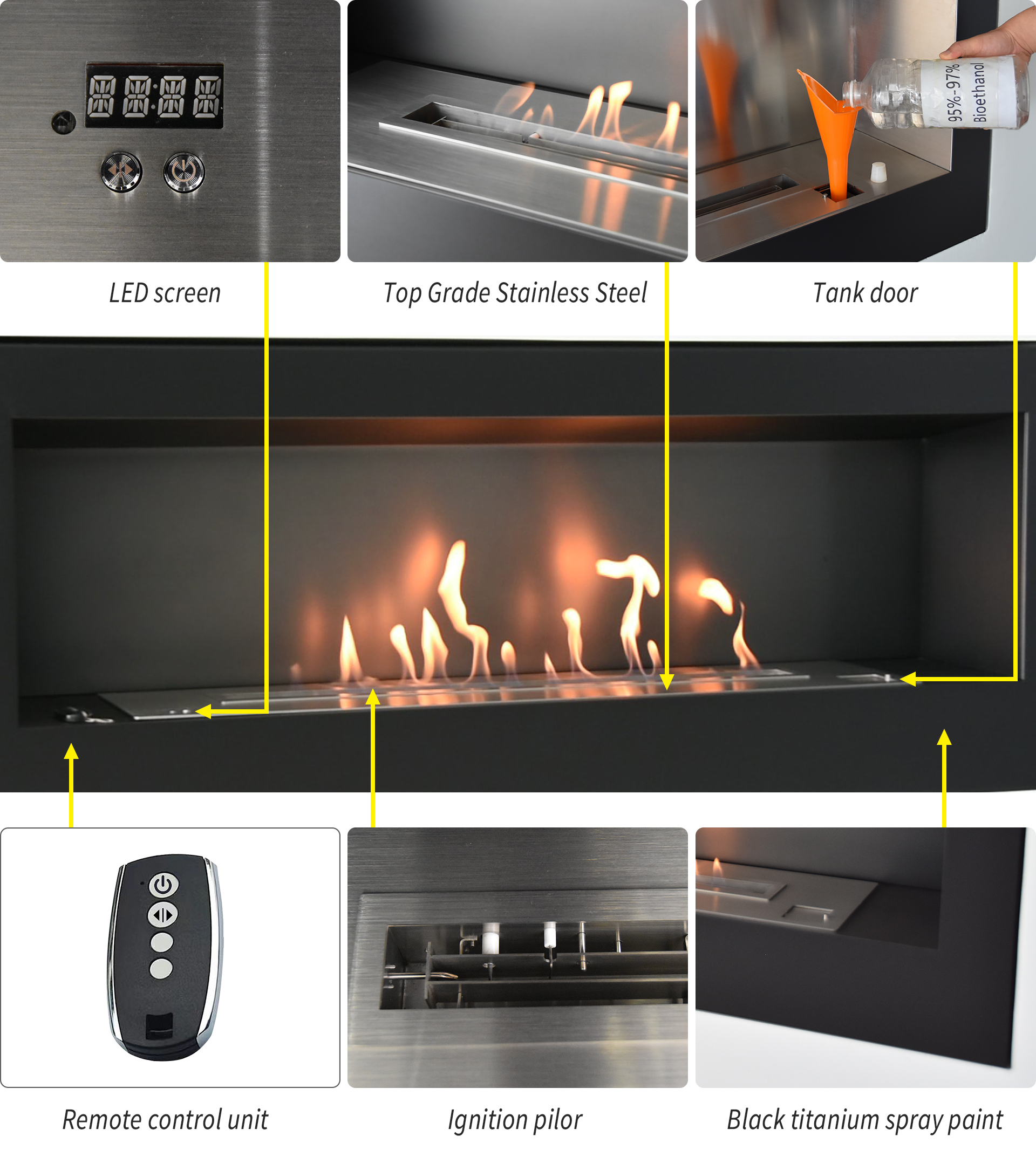 Wall Mounted Ethanol Fireplace AH100-Art-fire
