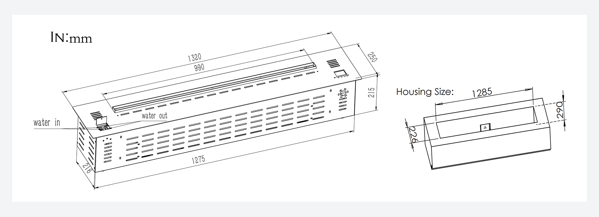 Water Steam Fireplace AFW130-Art-fire