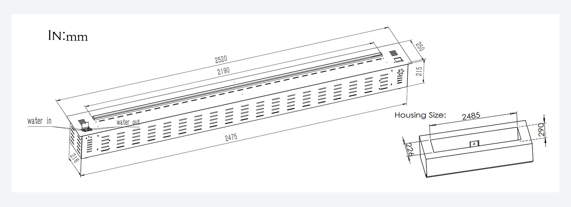 3d Water Vapor Fireplace AFW250-Art-fire