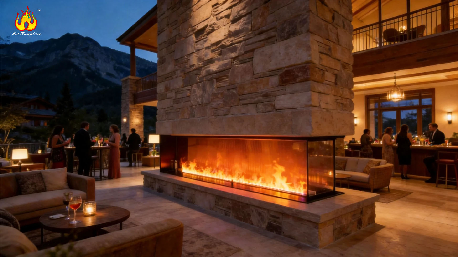 How Custom Size Color Changing decoration water fireplaces Boost European Hotel Interior Value-Art-fire