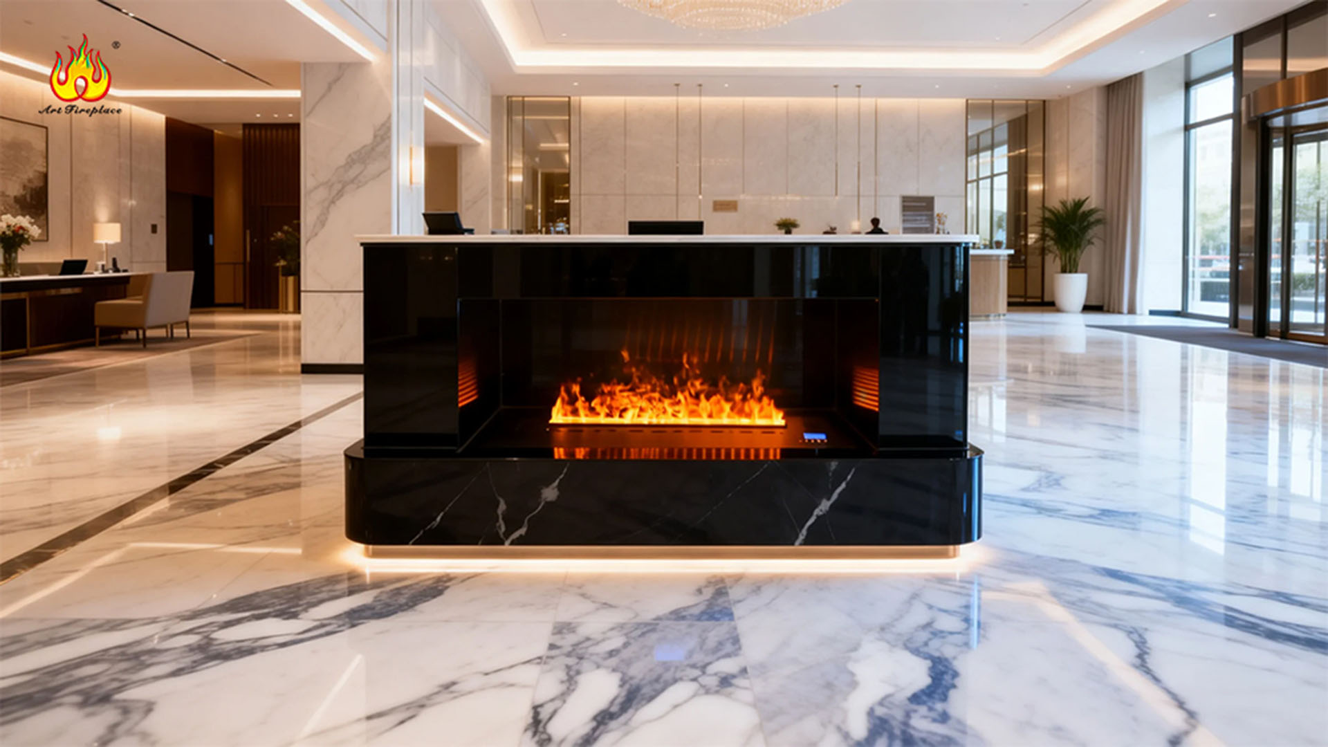 How Custom Size Color Changing decoration water fireplaces Boost European Hotel Interior Value-Art-fire