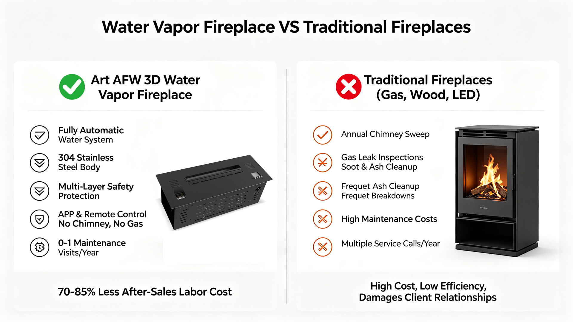 Low Maintenance 3d electric fireplaces: Reduce After-Sales Work for Contractors-Art-fire
